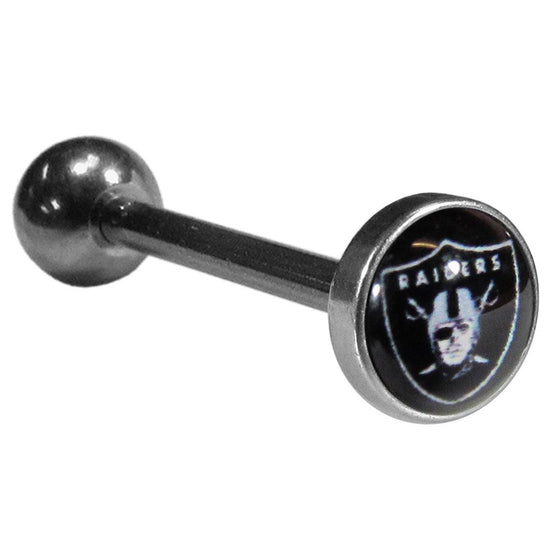 Oakland Raiders Inlaid Barbell Tongue Ring (SSKG) - 757 Sports Collectibles