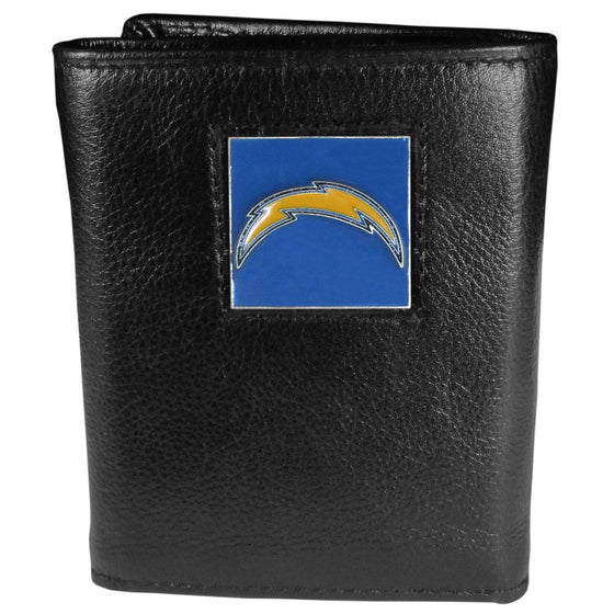 Los Angeles Chargers Deluxe Leather Tri-fold Wallet Packaged in Gift Box (SSKG) - 757 Sports Collectibles