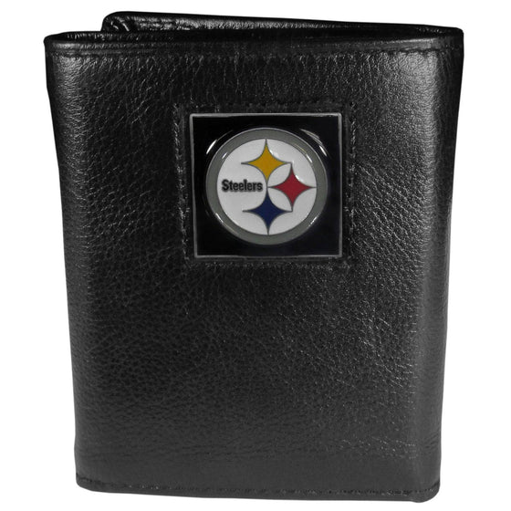 Pittsburgh Steelers Deluxe Leather Tri-fold Wallet (SSKG) - 757 Sports Collectibles