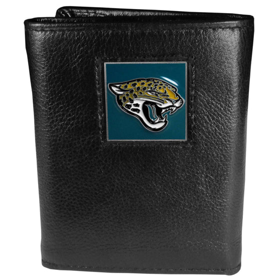 Jacksonville Jaguars Deluxe Leather Tri-fold Wallet Packaged in Gift Box (SSKG) - 757 Sports Collectibles