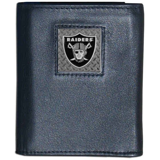 Oakland Raiders Gridiron Leather Tri-fold Wallet Packaged in Gift Box (SSKG) - 757 Sports Collectibles