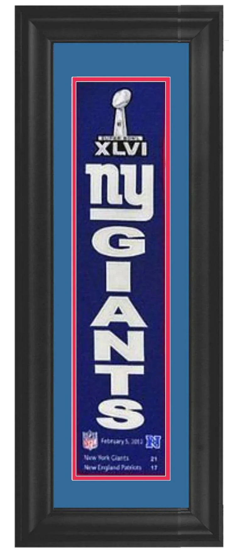 New York Giants Super Bowl XLVI Champions Framed Heritage Banner 12x34 - 757 Sports Collectibles