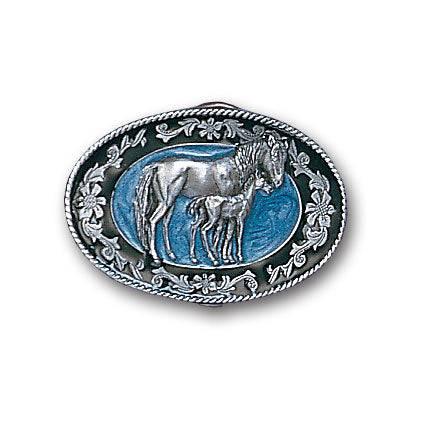 Mare with Colt Enameled Belt Buckle (SSKG) - 757 Sports Collectibles