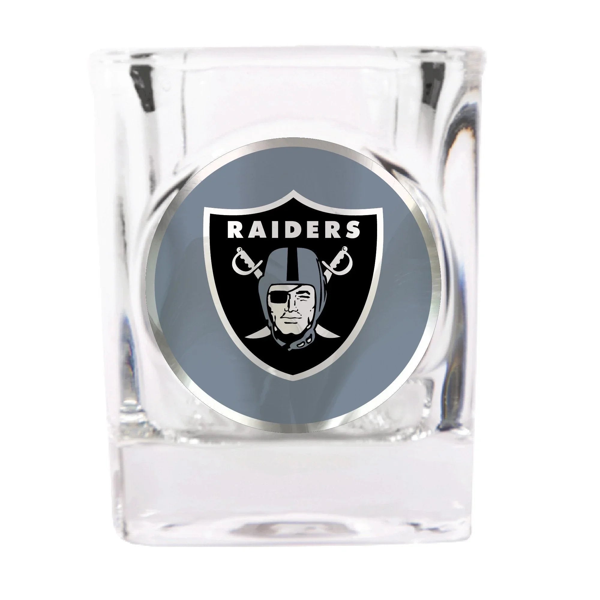 Las Vegas Raiders 2 oz. Square Shot Glass with Metallic Applique