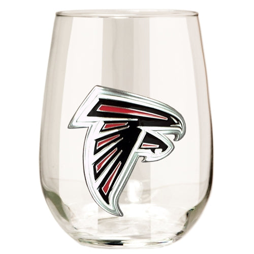 Atlanta Falcons 15 oz. Stemless Wine Glass w/ Metal Emblem