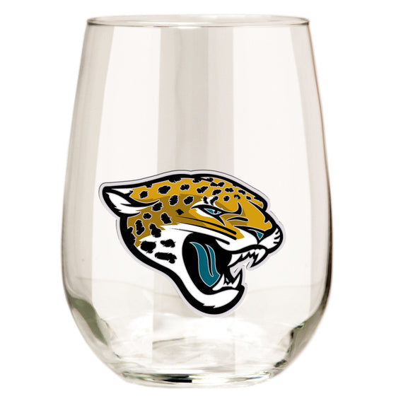 Jacksonville Jaguars 15 oz. Stemless Wine Glass w/ Metal Emblem