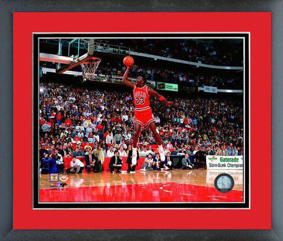 NBA Chicago Bulls Michael Jordan Slam Dunk Contest 1988 FT Line Framed 11x14 Photo - 757 Sports Collectibles