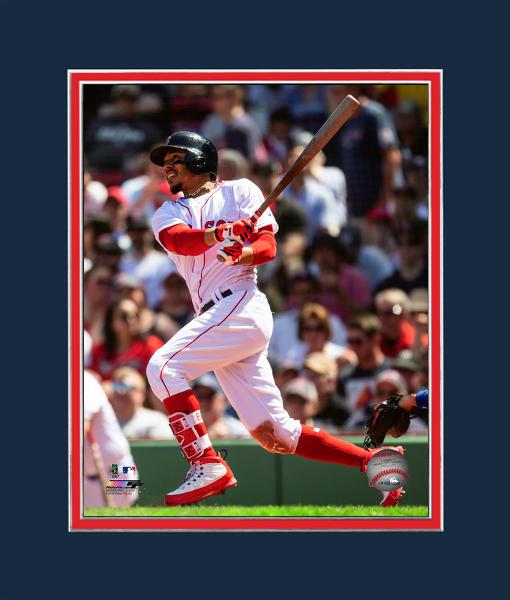 Boston Red Sox Mookie Betts Matted 8x10 Photo Action Spotlight Hit