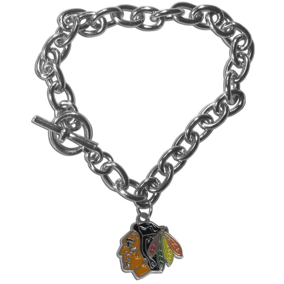 Chicago Blackhawks�� Charm Chain Bracelet (SSKG) - 757 Sports Collectibles
