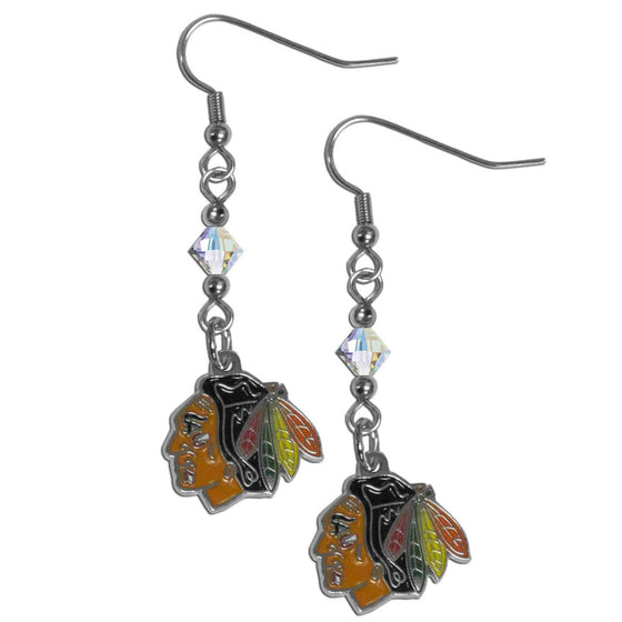 Chicago Blackhawks�� Crystal Dangle Earrings (SSKG) - 757 Sports Collectibles