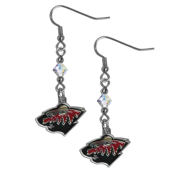 Minnesota Wild�� Crystal Dangle Earrings (SSKG) - 757 Sports Collectibles