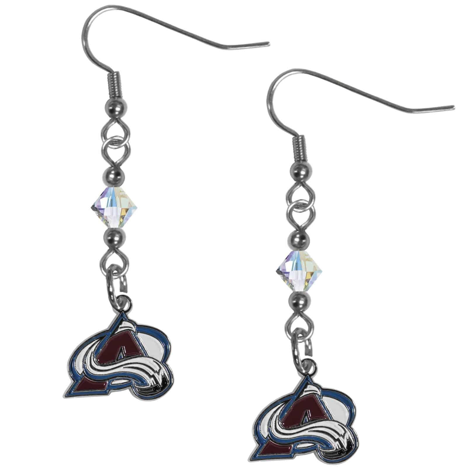 Colorado Avalanche�� Crystal Dangle Earrings (SSKG) - 757 Sports Collectibles