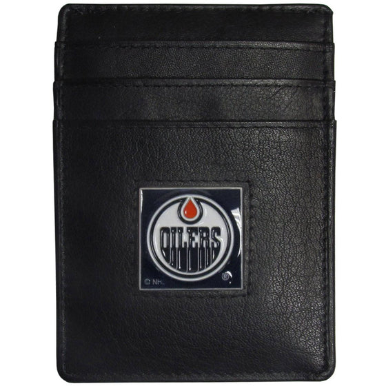 Edmonton Oilers�� Leather Money Clip/Cardholder Packaged in Gift Box (SSKG) - 757 Sports Collectibles