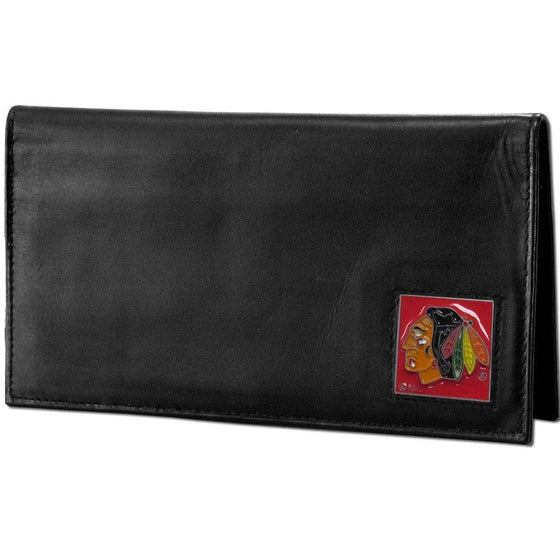 Chicago Blackhawks�� Deluxe Leather Checkbook Cover (SSKG) - 757 Sports Collectibles