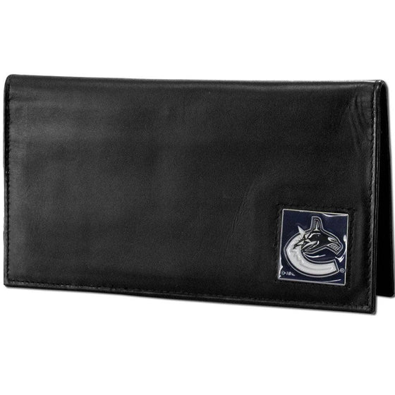 Vancouver Canucks�� Deluxe Leather Checkbook Cover (SSKG) - 757 Sports Collectibles