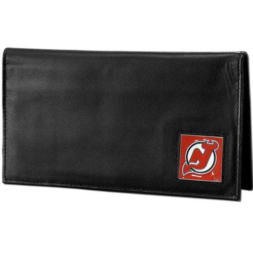 New Jersey Devils�� Deluxe Leather Checkbook Cover (SSKG) - 757 Sports Collectibles