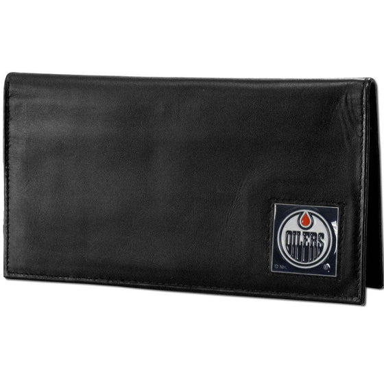 Edmonton Oilers�� Deluxe Leather Checkbook Cover (SSKG) - 757 Sports Collectibles
