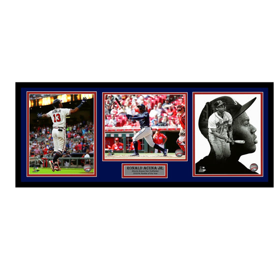 Atlanta Braves Ronald Acuna Jr 32x14 3 8x10 Photo Deluxe Framed Collage Piece 