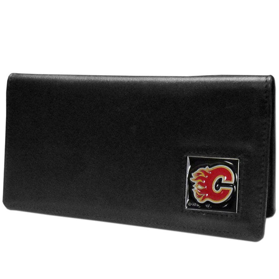 Calgary Flames�� Leather Checkbook Cover (SSKG) - 757 Sports Collectibles