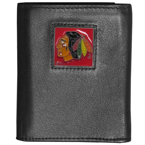 Chicago Blackhawks�� Deluxe Leather Tri-fold Wallet (SSKG) - 757 Sports Collectibles