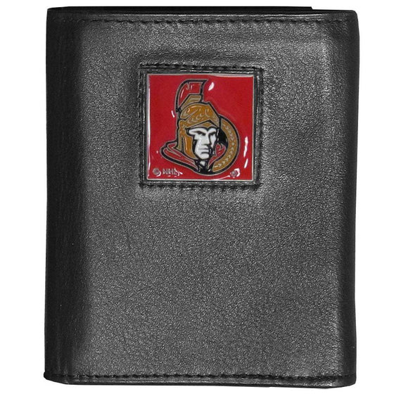 Ottawa Senators�� Deluxe Leather Tri-fold Wallet Packaged in Gift Box (SSKG) - 757 Sports Collectibles