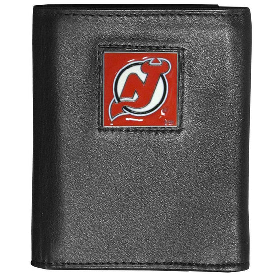 New Jersey Devils�� Deluxe Leather Tri-fold Wallet Packaged in Gift Box (SSKG) - 757 Sports Collectibles