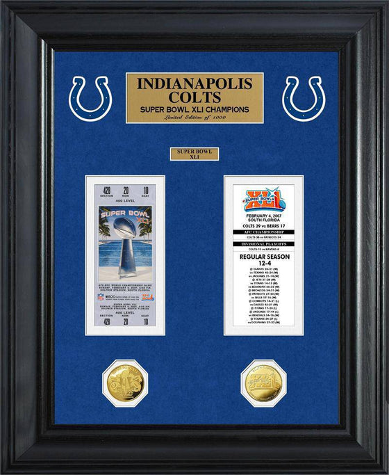 Indianapolis Colts Super Bowl Ticket and Game Coin Collection Framed (HM) - 757 Sports Collectibles