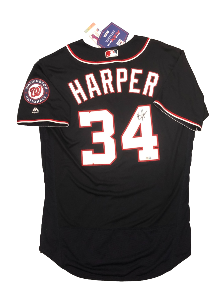 Washington National Bryce Harper Signed Autograph Majestic Cool Base Jersey - MLB Auth Holo - 757 Sports Collectibles