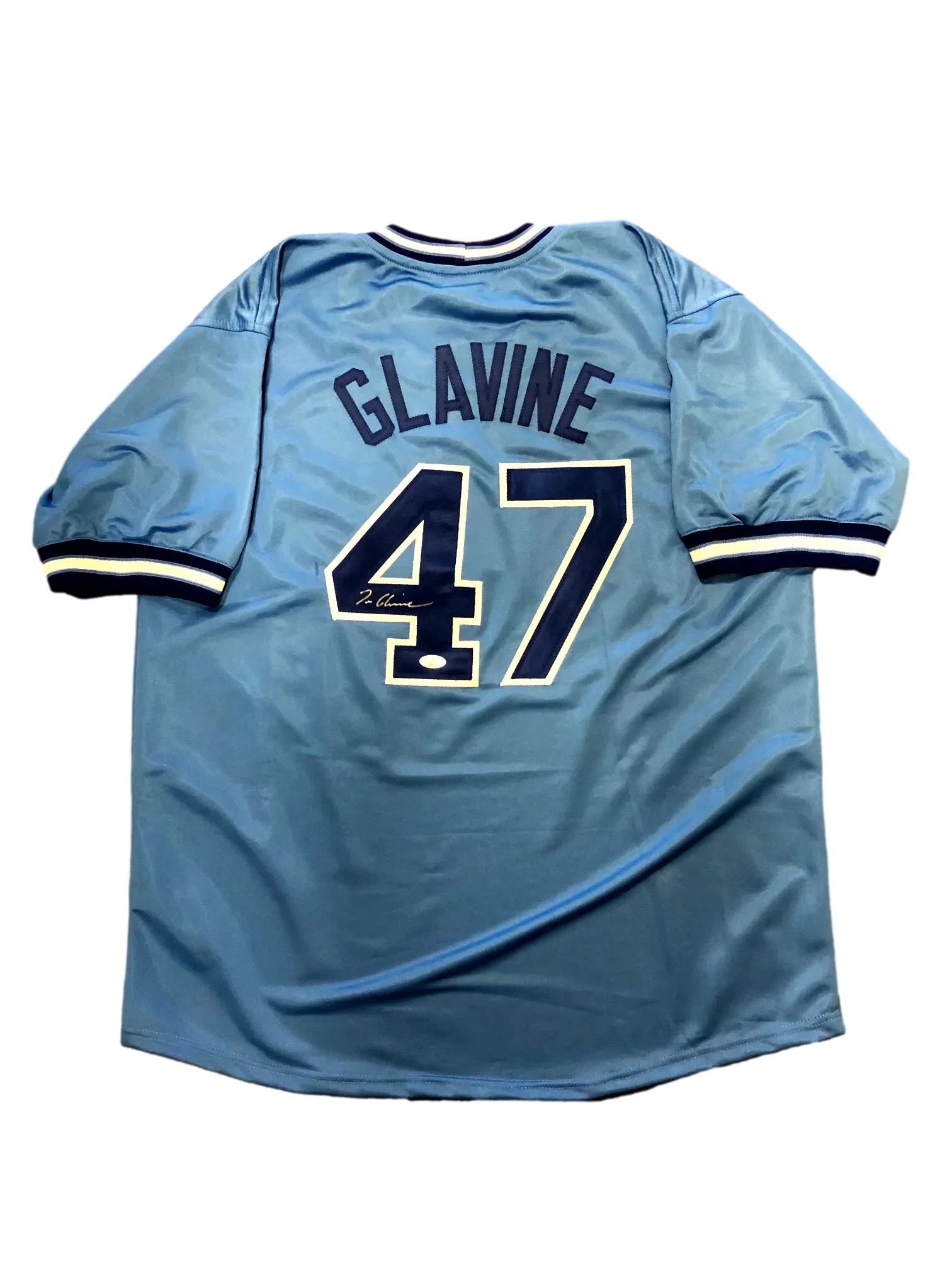 Atlanta Braves Tom Glavine Signed Auto Custom Blue Jersey JSA COA - 757 Sports Collectibles
