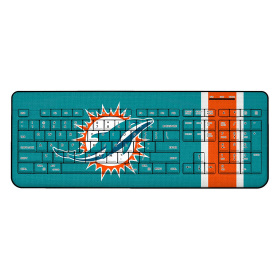 Miami Dolphins Stripe Wireless USB Keyboard - 757 Sports Collectibles