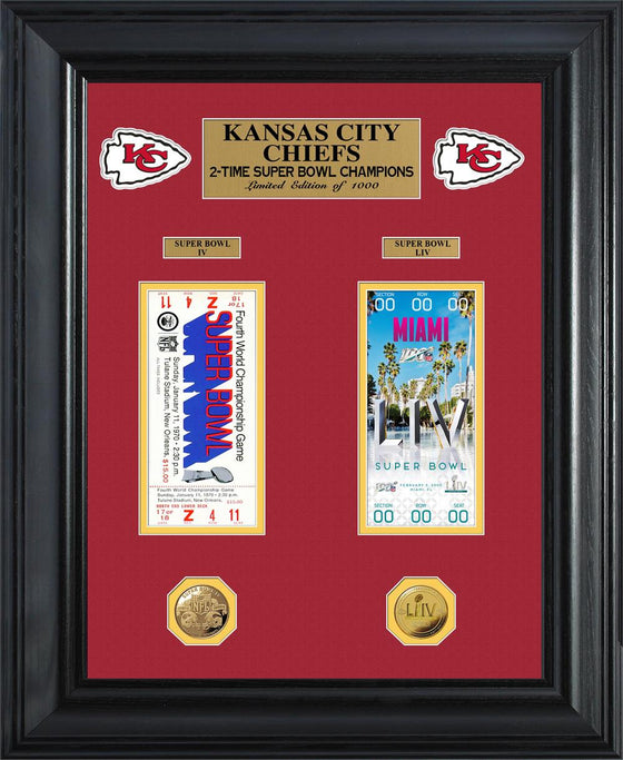 Kansas City Chiefs Super Bowl LIV 54 2-Time Super Bowl Champions Deluxe Gold Coin & Ticket Collection