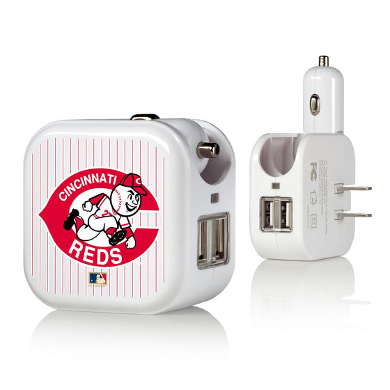 Cincinnati Reds 1978-1992 - Cooperstown Collection Pinstripe 2 in 1 USB Charger - 757 Sports Collectibles