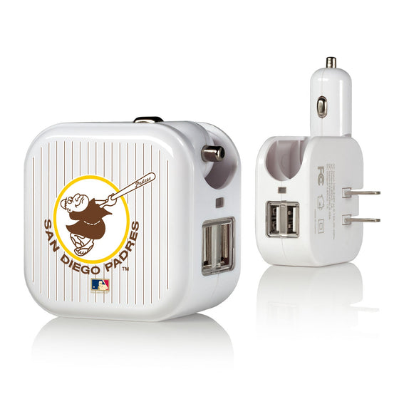 San Diego Padres 1969-1984 - Cooperstown Collection Pinstripe 2 in 1 USB Charger - 757 Sports Collectibles