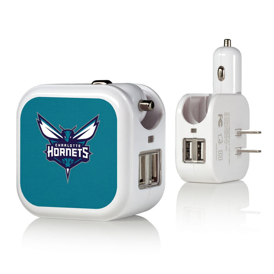 Charlotte Hornets Solid 2 in 1 USB Charger-0