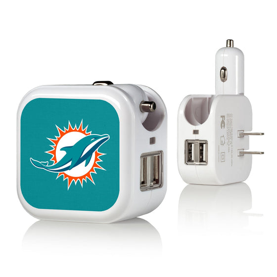 Miami Dolphins Solid 2 in 1 USB Charger - 757 Sports Collectibles