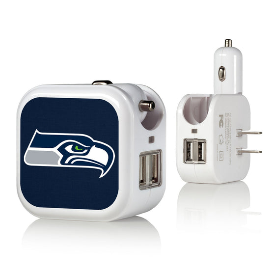 Seattle Seahawks Solid 2 in 1 USB Charger - 757 Sports Collectibles