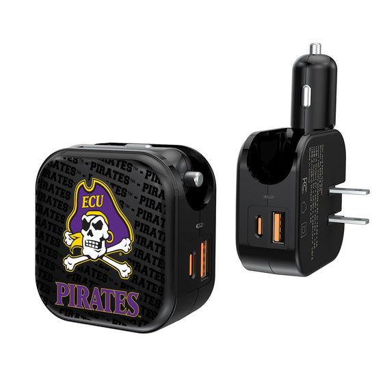 East Carolina Pirates Blackletter 2 in 1 USB A/C Charger-0