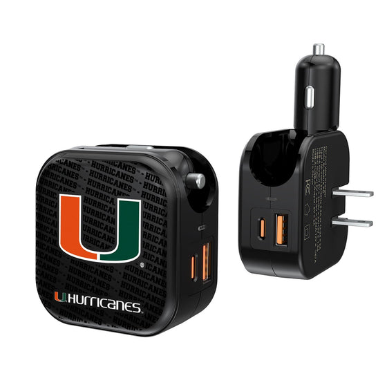 Miami Hurricanes Blackletter 2 in 1 USB A/C Charger-0