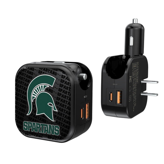 Michigan State Spartans Blackletter 2 in 1 USB A/C Charger-0