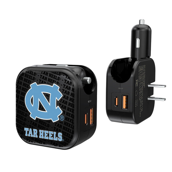 North Carolina Tar Heels Blackletter 2 in 1 USB A/C Charger-0
