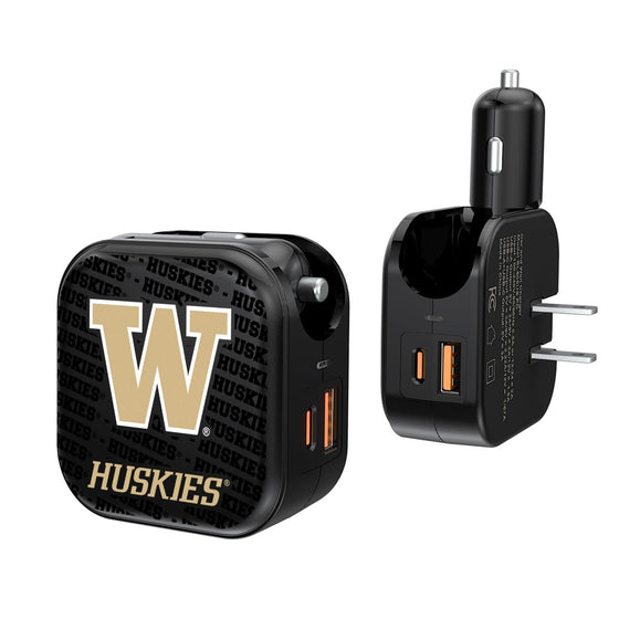 Washington Huskies Blackletter 2 in 1 USB A/C Charger-0