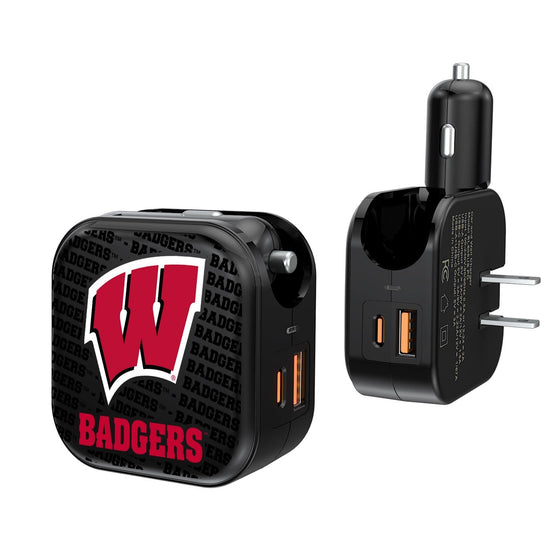 Wisconsin Badgers Blackletter 2 in 1 USB A/C Charger-0