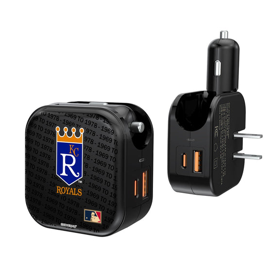 Kansas City Royals 1969-1978 - Cooperstown Collection Blackletter 2 in 1 USB A/C Charger - 757 Sports Collectibles