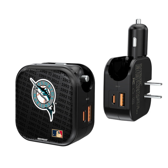 Miami Marlins 1993-2011 - Cooperstown Collection Blackletter 2 in 1 USB A/C Charger - 757 Sports Collectibles