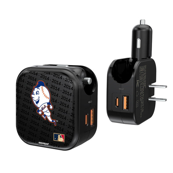 New York Mets 2014 - Cooperstown Collection Blackletter 2 in 1 USB A/C Charger - 757 Sports Collectibles