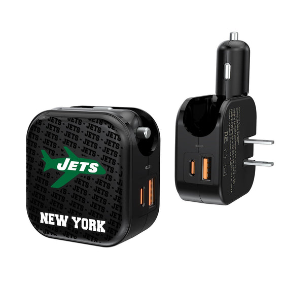New York Jets 1963 Historic Collection Blackletter 2 in 1 USB A/C Charger - 757 Sports Collectibles