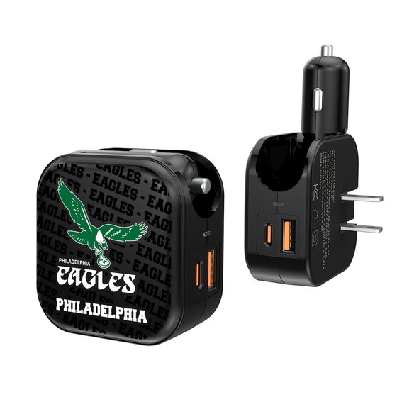 Philadelphia Eagles 1973-1995 Historic Collection Blackletter 2 in 1 USB A/C Charger - 757 Sports Collectibles