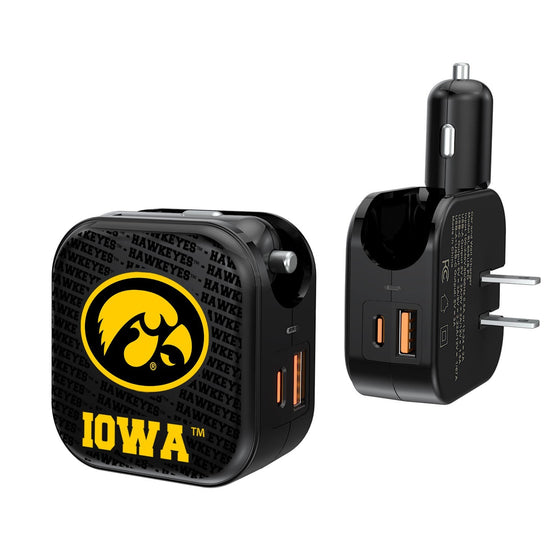 Iowa Hawkeyes Blackletter 2 in 1 USB A/C Charger-0