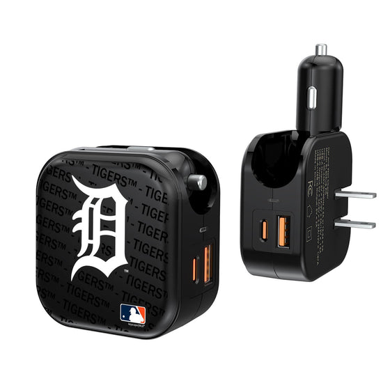 Detroit Tigers Blackletter 2 in 1 USB A/C Charger - 757 Sports Collectibles