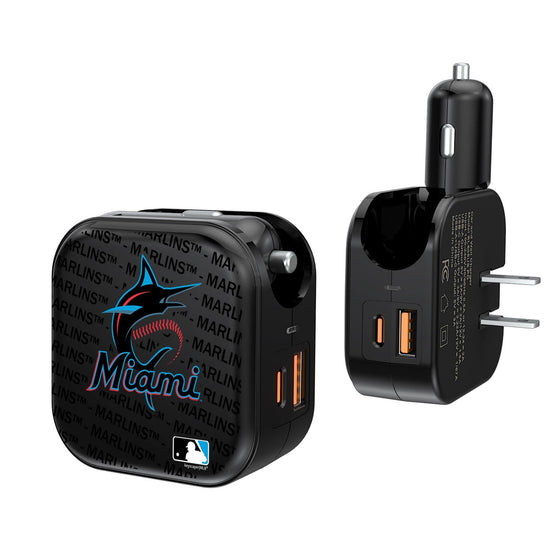 Miami Marlins Blackletter 2 in 1 USB A/C Charger - 757 Sports Collectibles